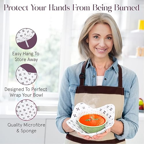 Miniatura 7 de Soporte acogedor para sopa con 4 bordes elevados, 4 soportes para microondas, resistente al calor y reutilizable para microondas