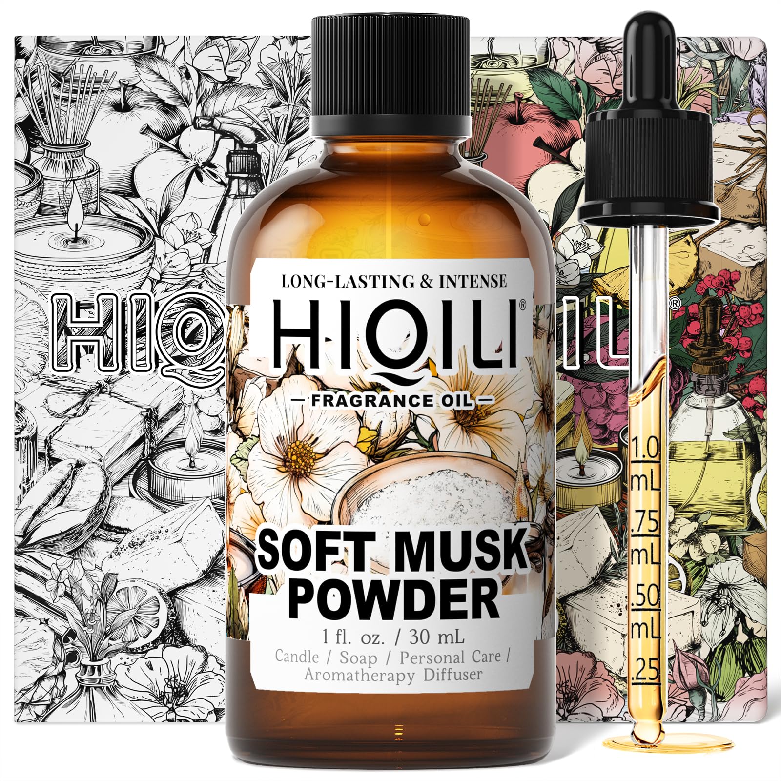 HIQILI Soft Musk Powder Fragrance Oil for Diffusers, Candle &amp; Soap Making