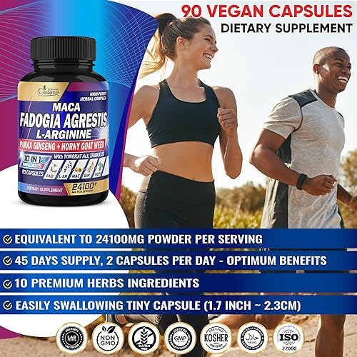 Miniatura 5 de Fadogia Agrestis Suplemento 24100mg  Pre-entrenamiento, producción de energía y apoyo al sistema inmunológico  10 en 1 concentrado con L-Arginina,