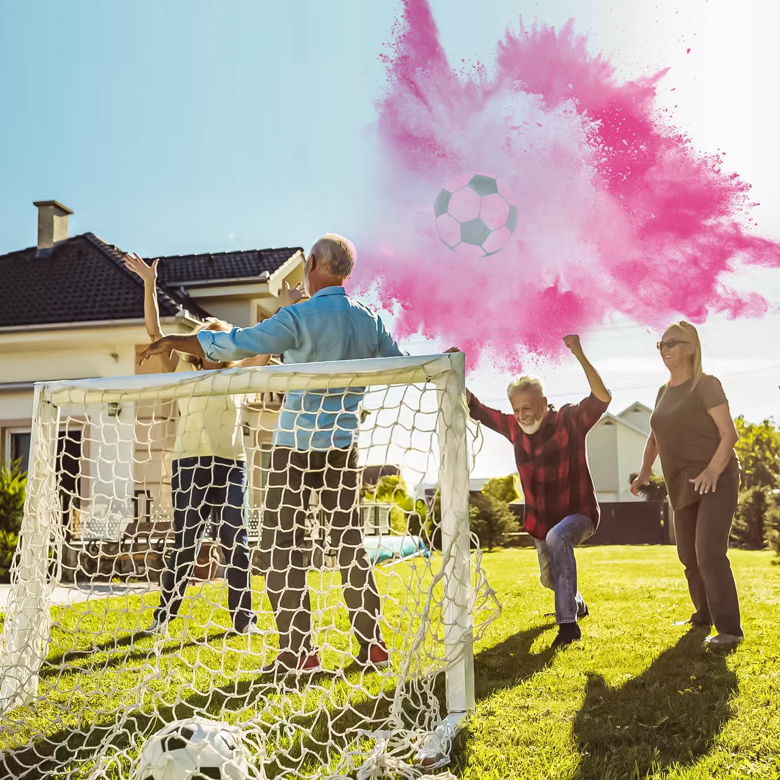 Gender Reveal Ball 12cm Exciting Gender Reveal Ideas for Family with Blue or Red Edible Powder Easy to Assemble Party Supplies with 6 Black Stickers - Image 2