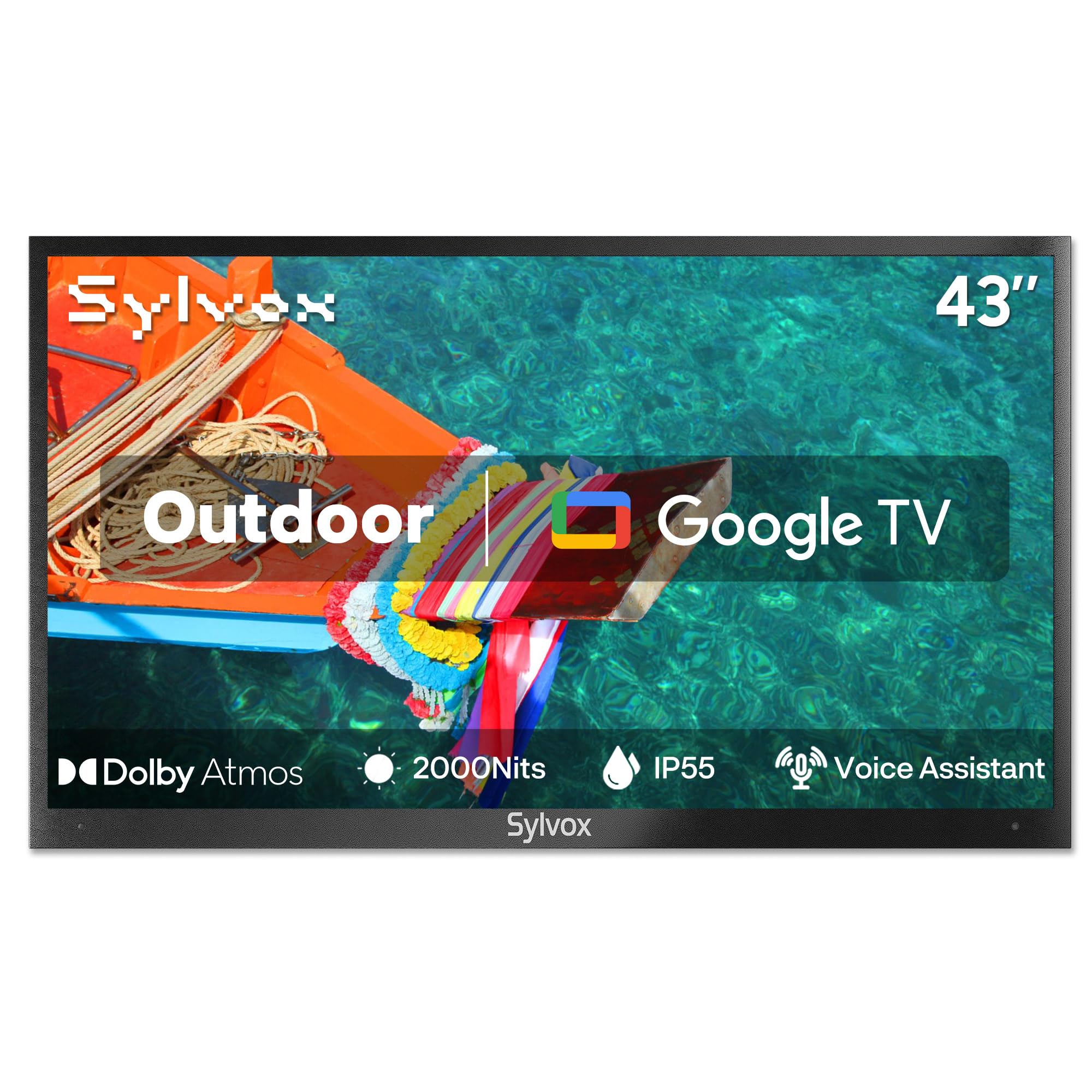 SYLVOX New 43” Outdoor Smart TV, Superior Waterproof Performance, Upgraded Matte Finish for Enhanced Anti-Glare Effect, Full Metal, with Dolby Atoms, 2000nits, Full Sun Pool Pro 2.0+ Series