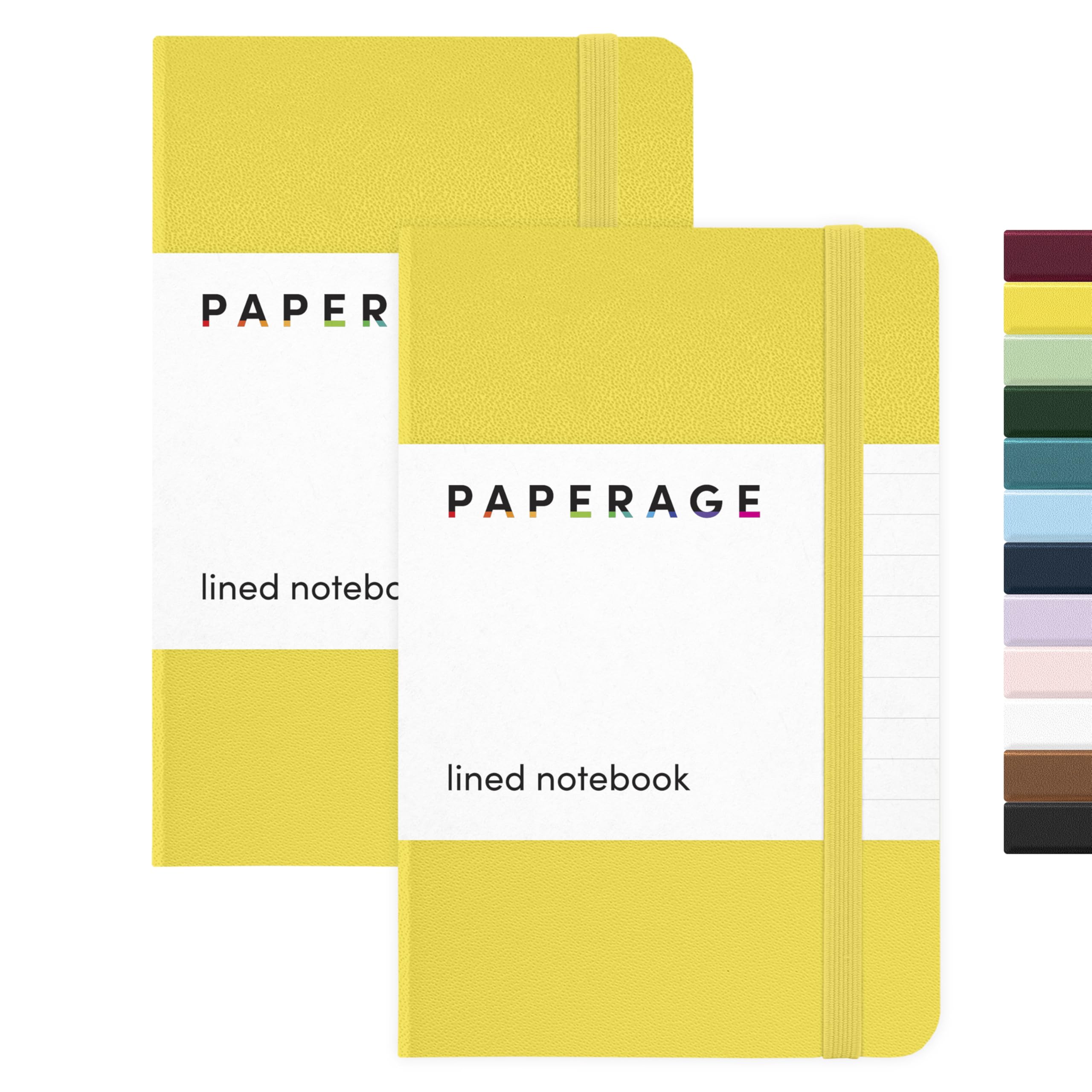 PAPERAGE Lined Pocket Journal Notebook, 2 Pack, (Yellow), 160 Pages, Small Notebook, 3.6 inches x 5.6 inches - 100 GSM Thick Paper, Hardcover — image 1