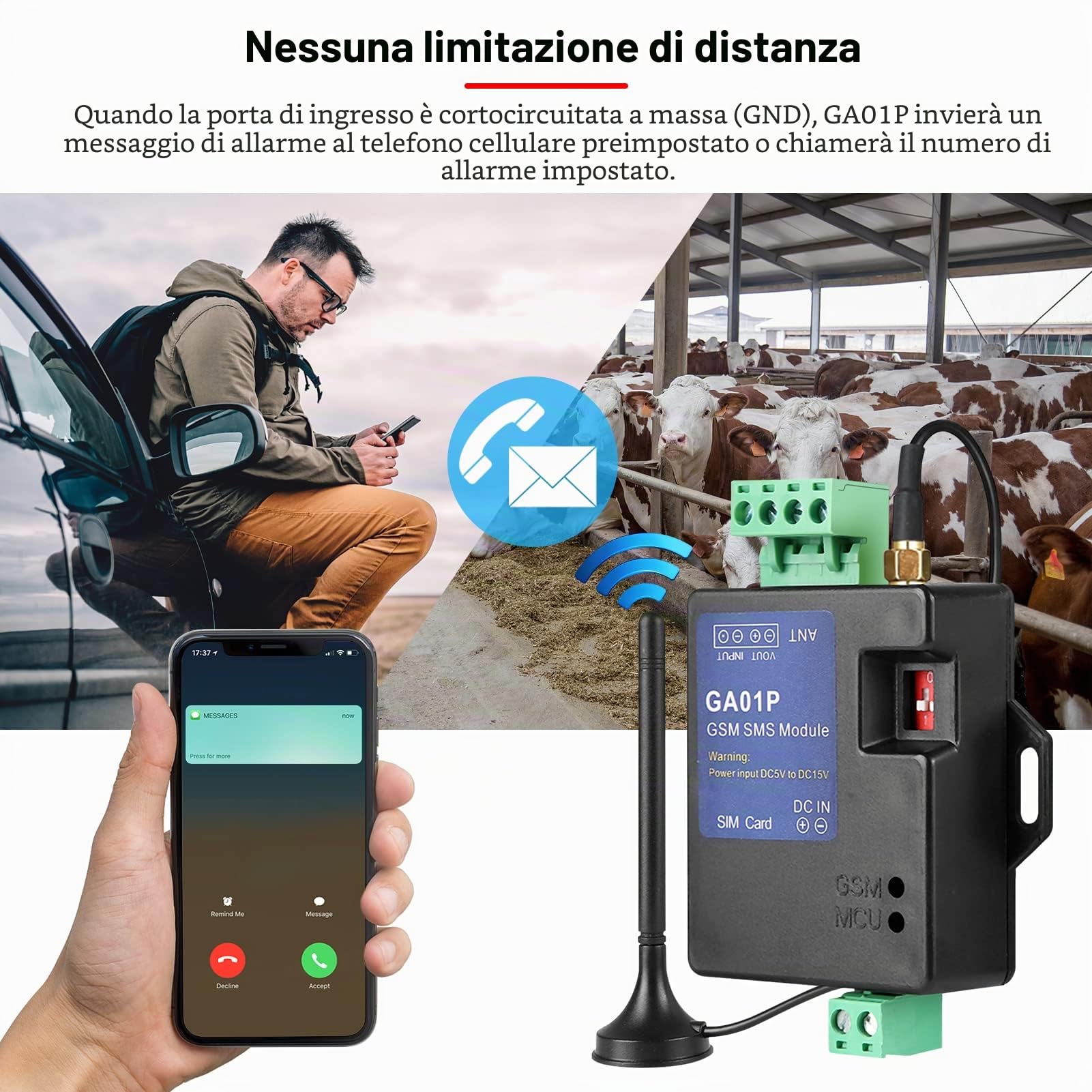 GA01P GSM Mini Avviso di Interruzione di Corrente Remota Intelligente Sicurezza Allarme di chiamata SMS