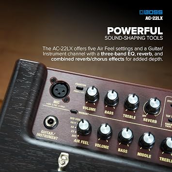 Boss AC-22LX Acoustic Amplifier | Compact Stereo Amplifier with Innovative Air Feel Technology for Electro-Acoustic Guitar and Guitar Performers | Micro XLR Input