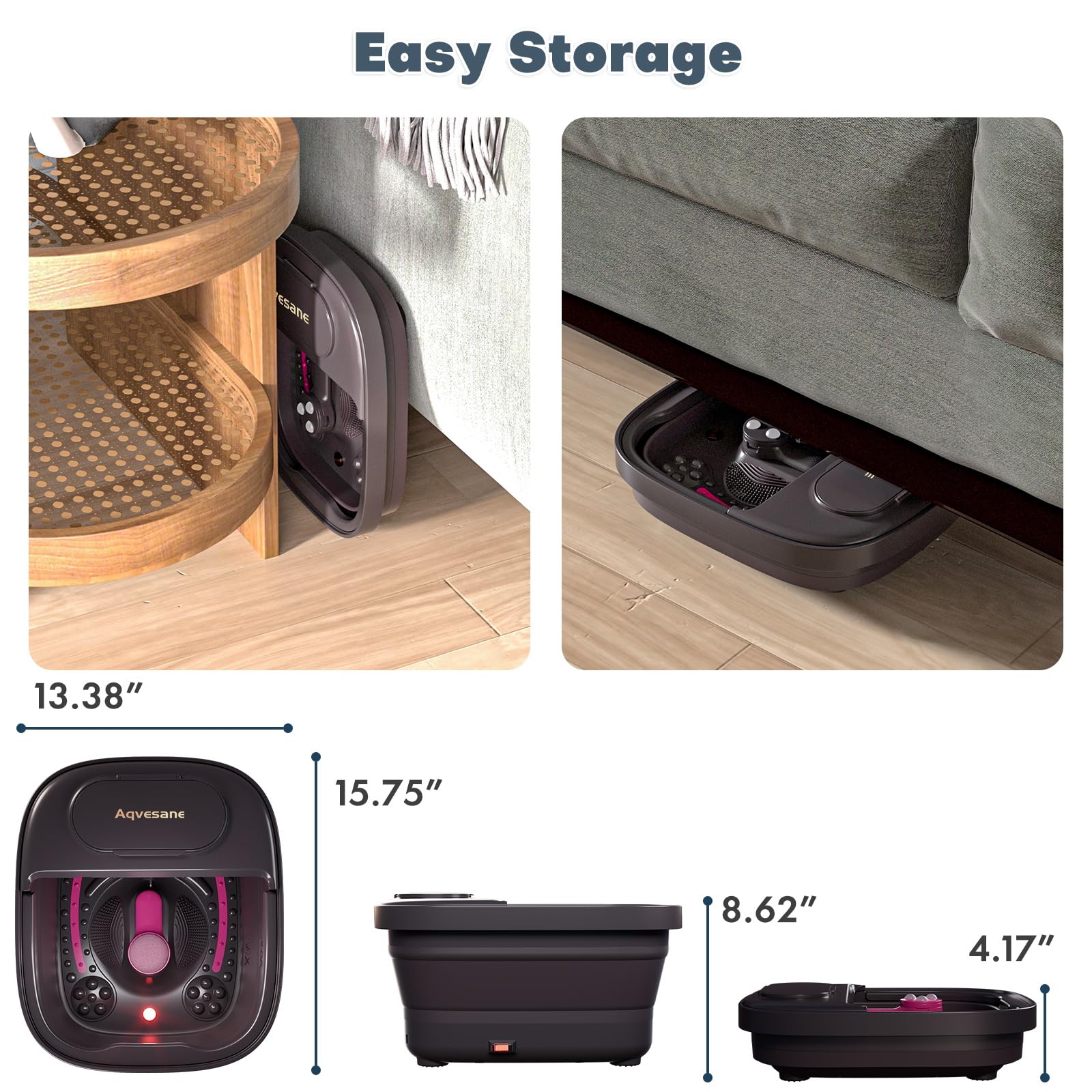 Masajeador de baño plegable para pies con calor, control remoto, control de temperatura, temporizador, bañera de remojo de pies con kit de pedicura, spa de pies de pedicura con aceite de