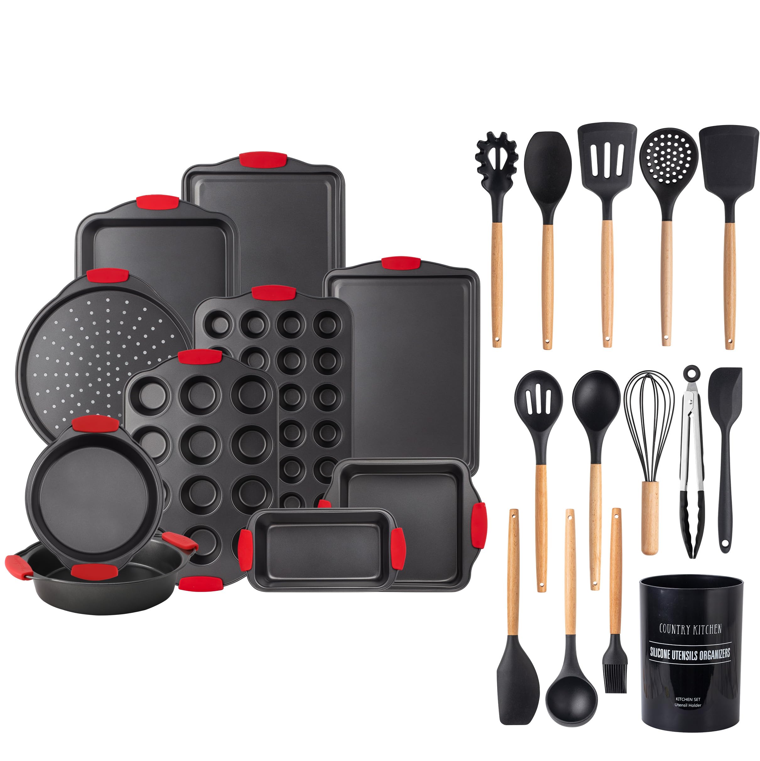 Amazon.com: Country Kitchen Baking Pan and Utensil Bundle- 10 Nonstick ...