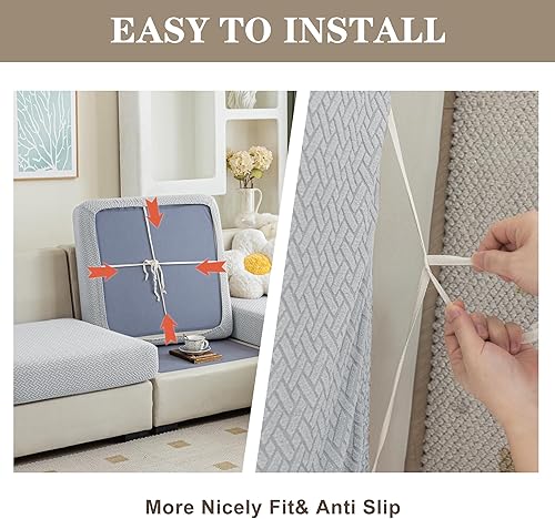 Miniatura 5 de Jin Le Fundas de cojín elásticas individuales para sofá, fundas de cojín de asiento de sofá, fundas de sofá de tela jacquard con textura suave con