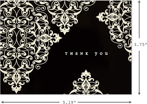 Miniatura 7 de Tarjeta de notas de agradecimiento Hallmark en cuatro diseños con 40tarjetas y sobres negro marfil Black And Ivory