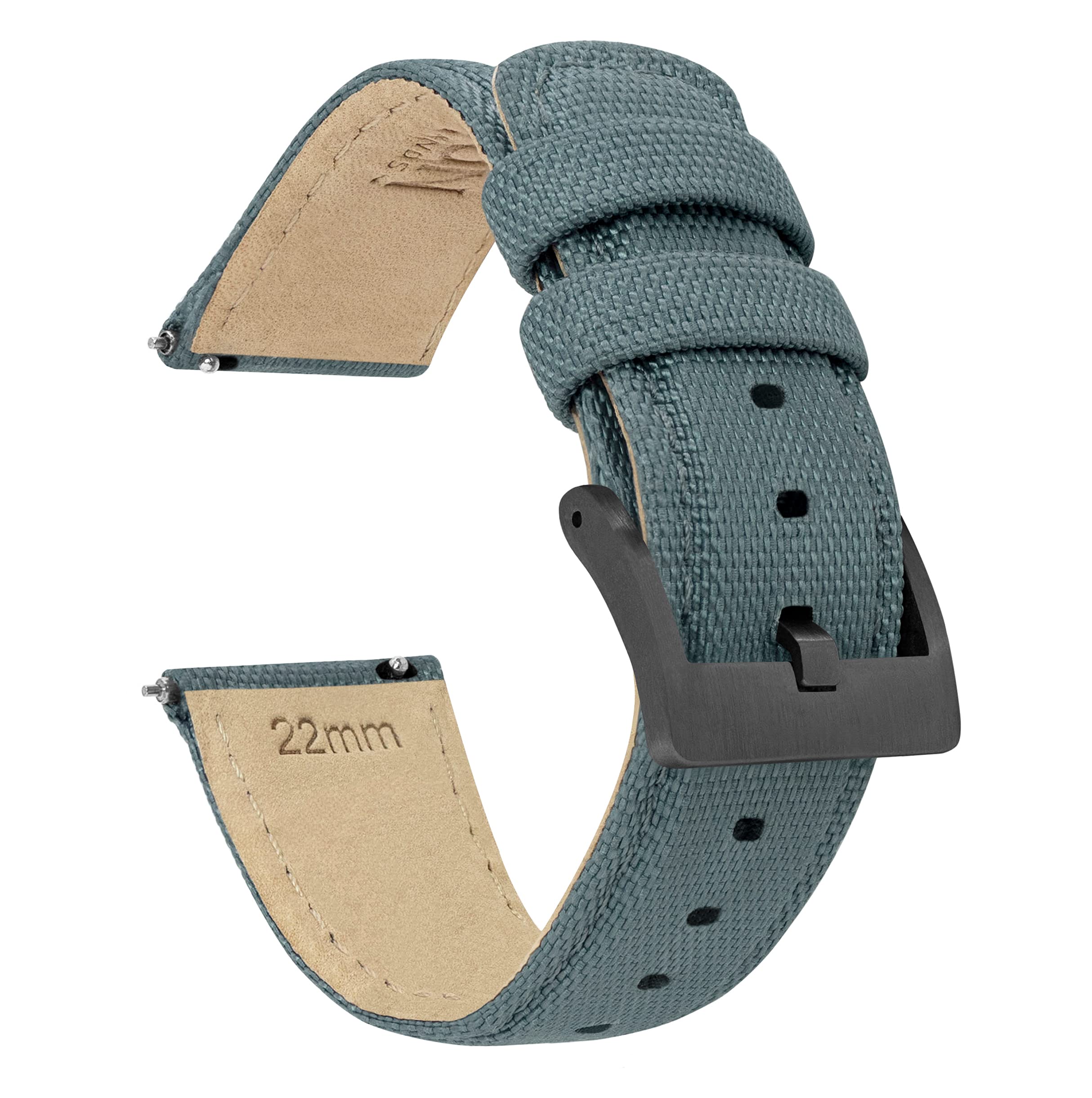 18mm Slate Grey BARTON Sailcloth Quick Release Premium Nylon Weave (Gunmetal Grey Buckle)