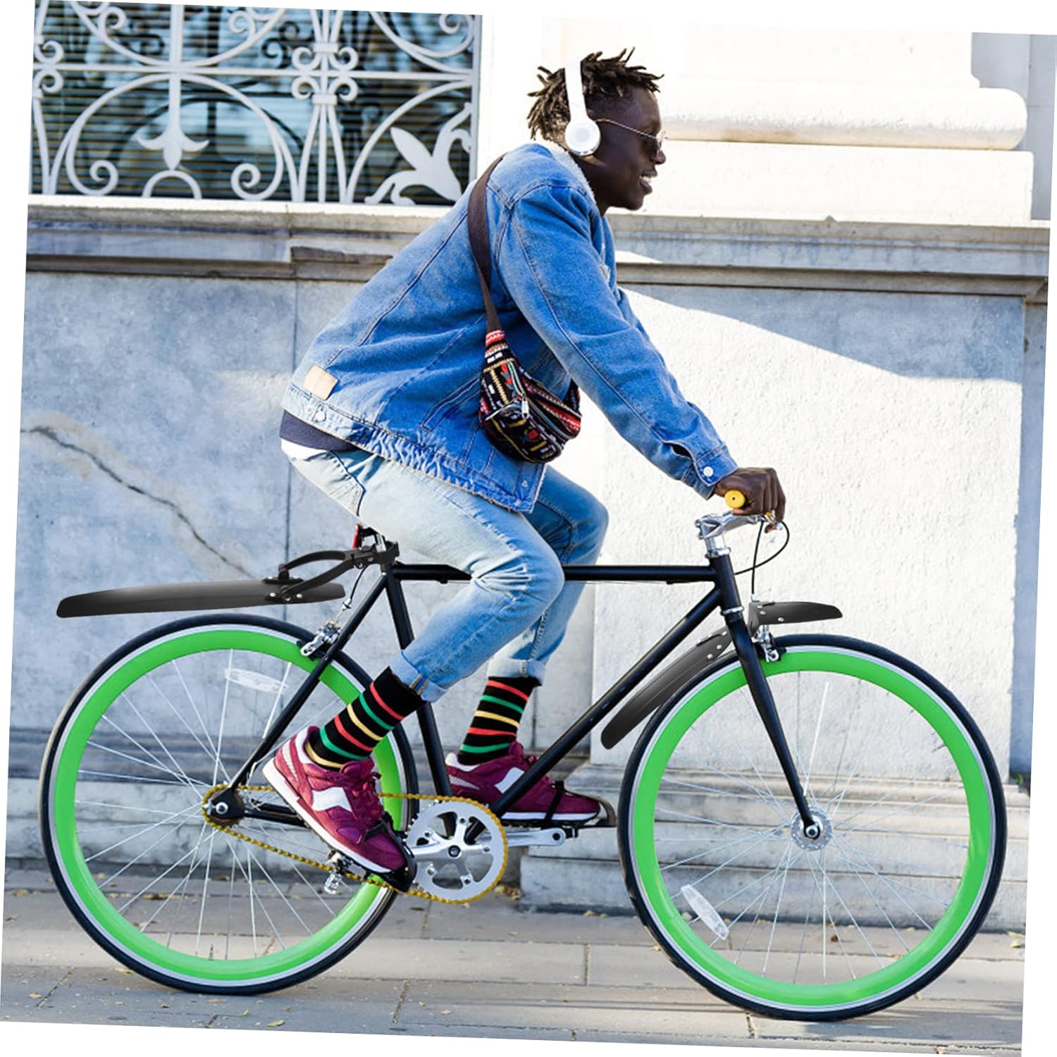 BESPORTBLE Bicycle Double Sided Outdoor Saddle Stand with Lid Tail Riser Skid Stoppers Pad Caster Man Griddle Tape