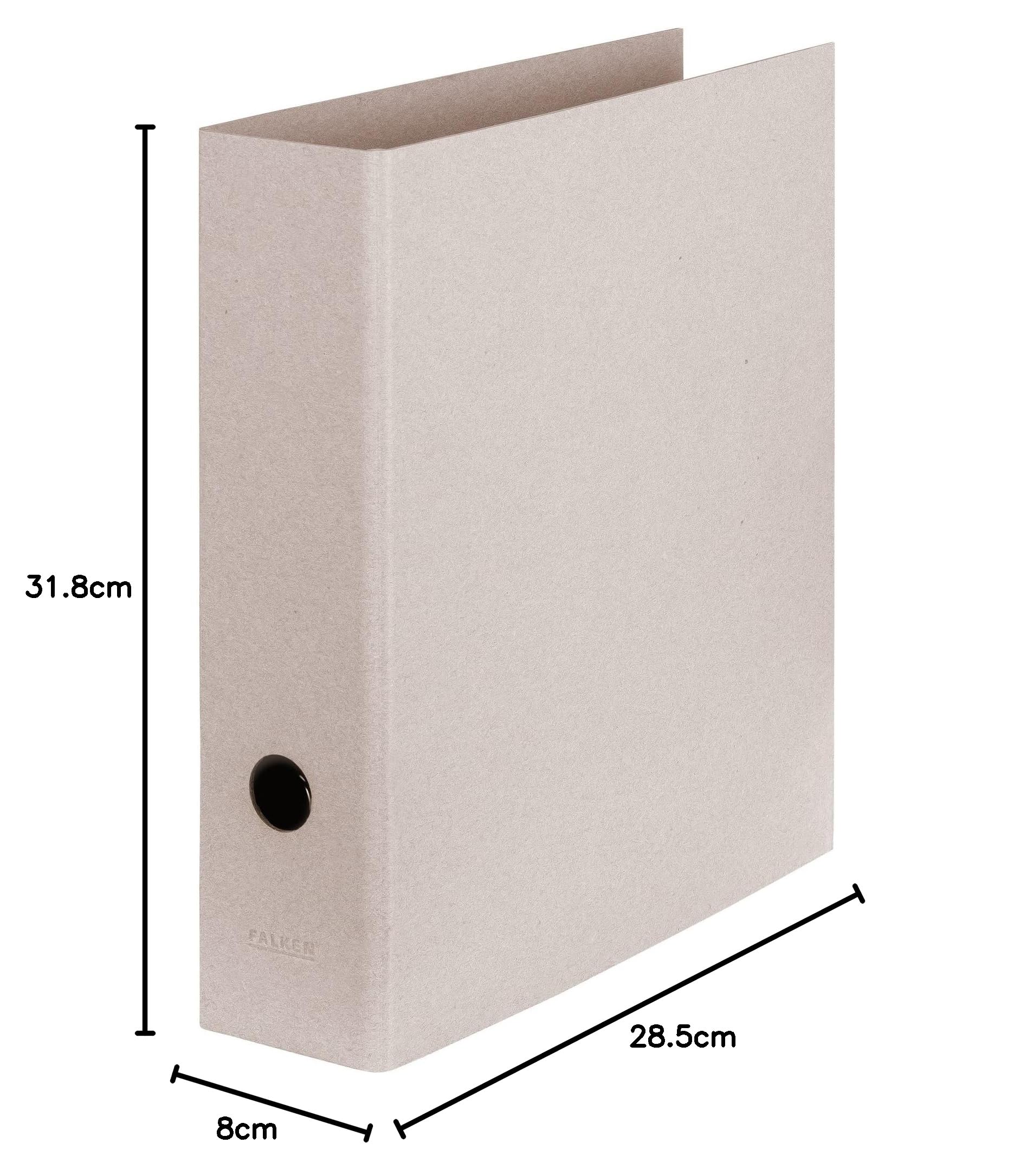 FALKEN 10x Segregator Pure Raw 8 cm szerokości A4 Szary naturalny purystyczny ekologiczny segregator biurowy Wyprodukowano w Niemczech