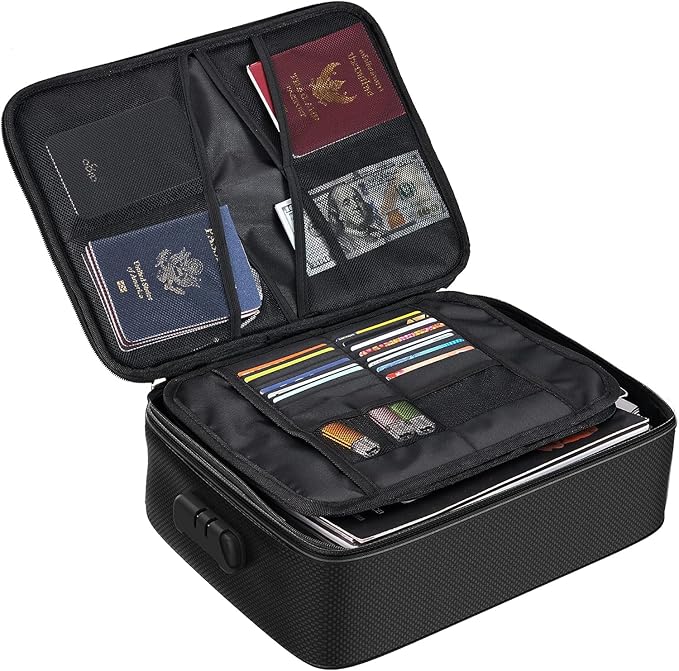 LEXSO File Organizer Bags,Fireproof Document Bag with Money Bag,Home