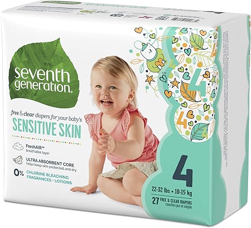 Miniatura 15 de Seventh Generation Pañales de bebé para piel sensible, estampado de animales, talla 4, 27 unidades