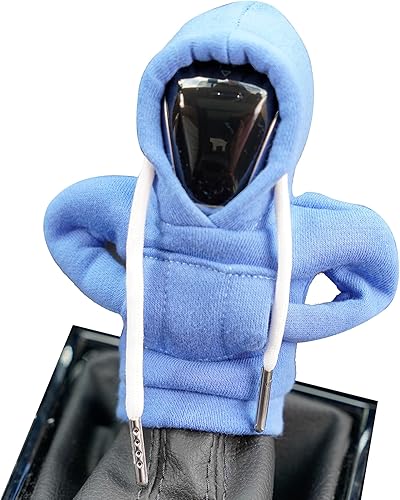 Miniatura 3 de 2 fundas para pomo de palanca de cambios de automóvil, color azul y rojo, sudadera con capucha, suéter, accesorios interiores de automóvil, ajuste