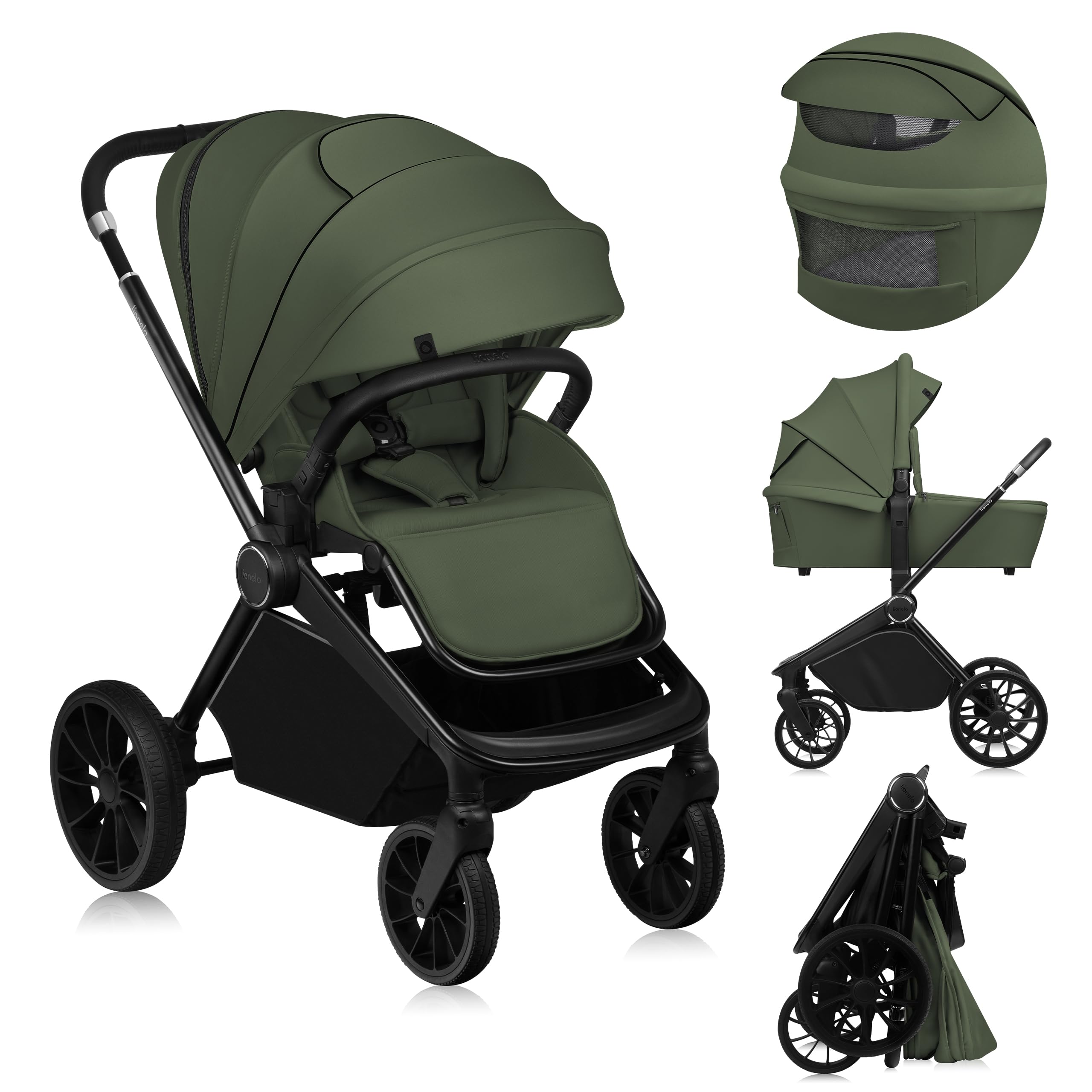 LIONELO MIKA PLUS Poussette Poussette Enfant 6-48 Mois jusqu'à 22 kg, Dossier et Repose-Pieds Réglables, Amortissement, Roues Rotatives PU 360° Cabine Étanche XXL, UPF50+ | Dossier et repose-pieds réglables, suspension, roues en polyuréthane rotatives à 3