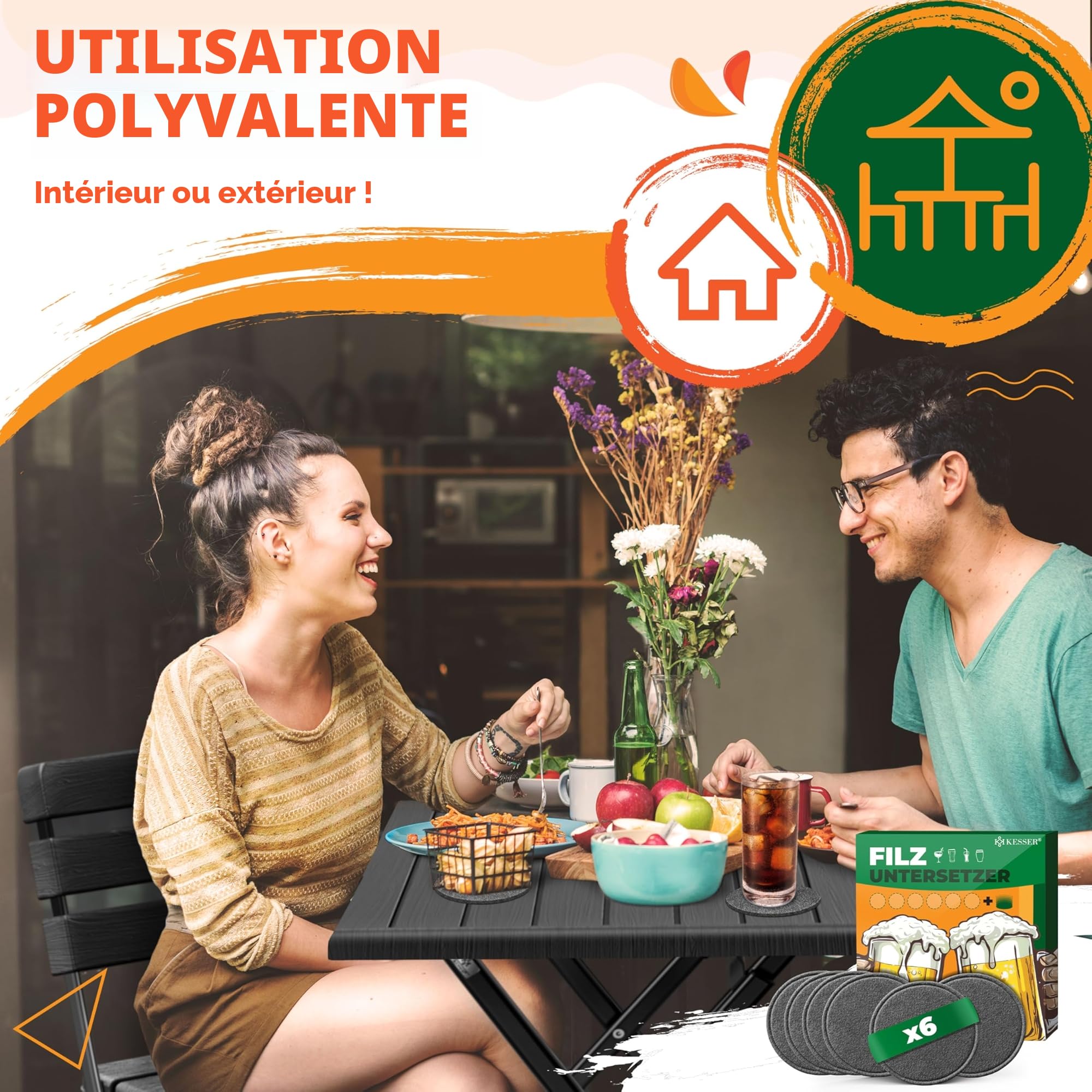 KESSER Ensemble de Bistrot 3 Pièces Pliable Acier Bois Balcon Résistant Intempéries UV