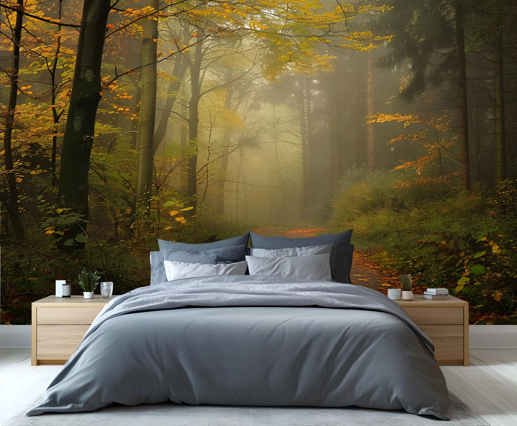 YXQAIED Retro Forest Wallpaper, Forest Road Photo Wallpaper Natural Landscape Bedroom Kids Room Living Room Decoration Poster, 390x260cm