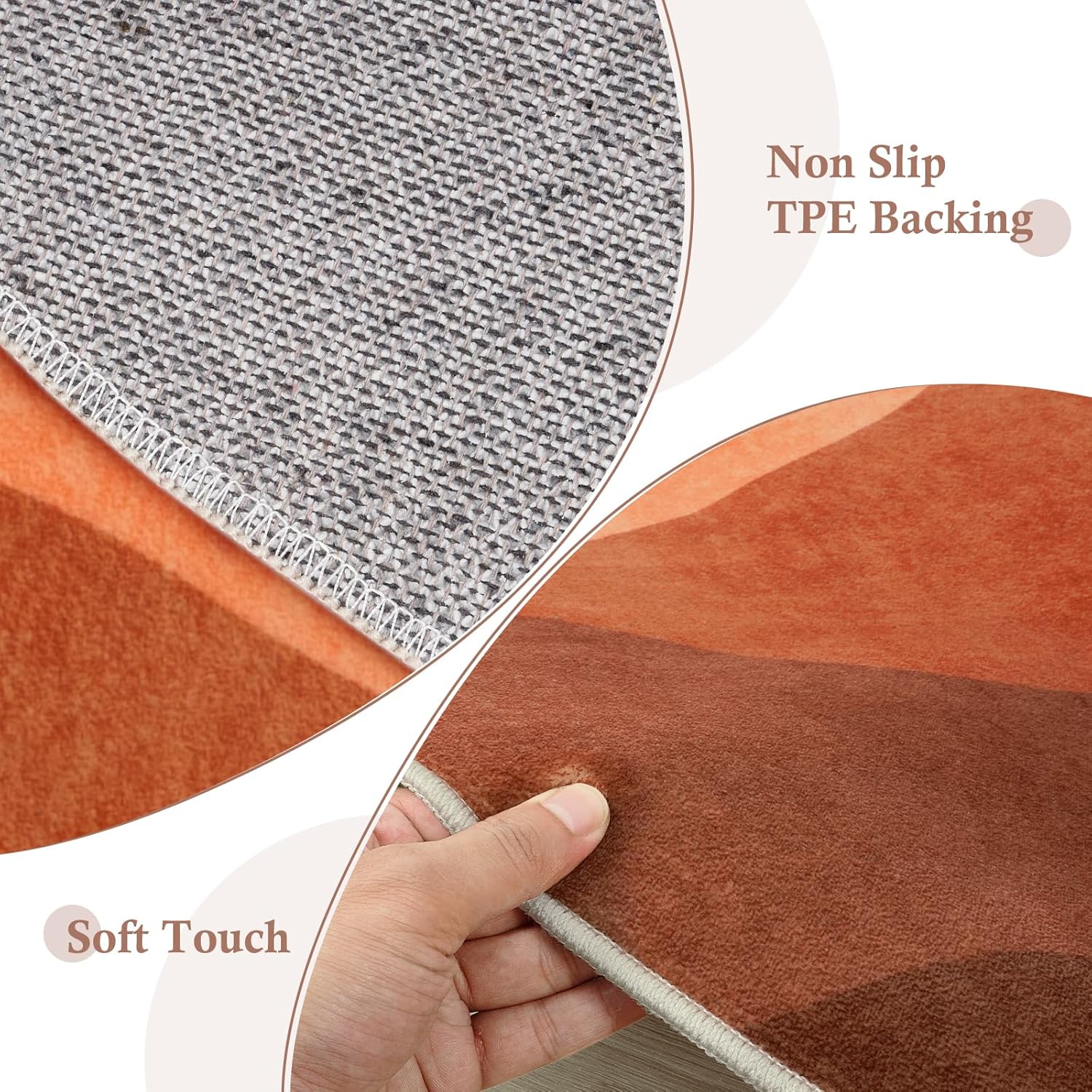 Round Area Rug 4ft, Mountain Circle Rug Print Round Kitchen Rugs Non Slip Washable Entryway Rug, Low Pile Soft Circular Carpet for Living Room Bedroom Decor(Brunt Orange)