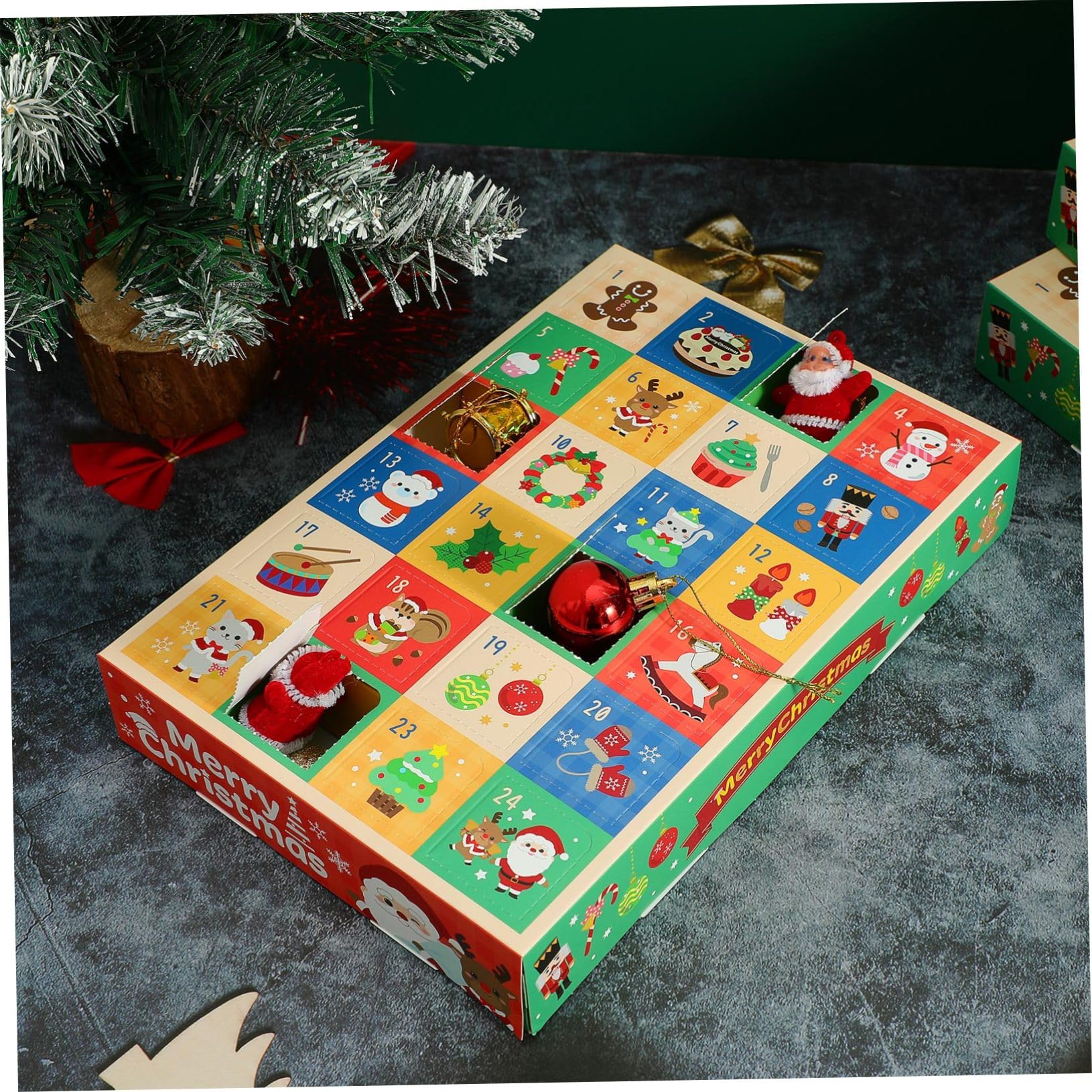 SOLUSTRE 10 Piezas Caja de Obsequio Navideña para Regresiva Navideña Cajas de Papel Vacías para DIY Calendario de Adviento
