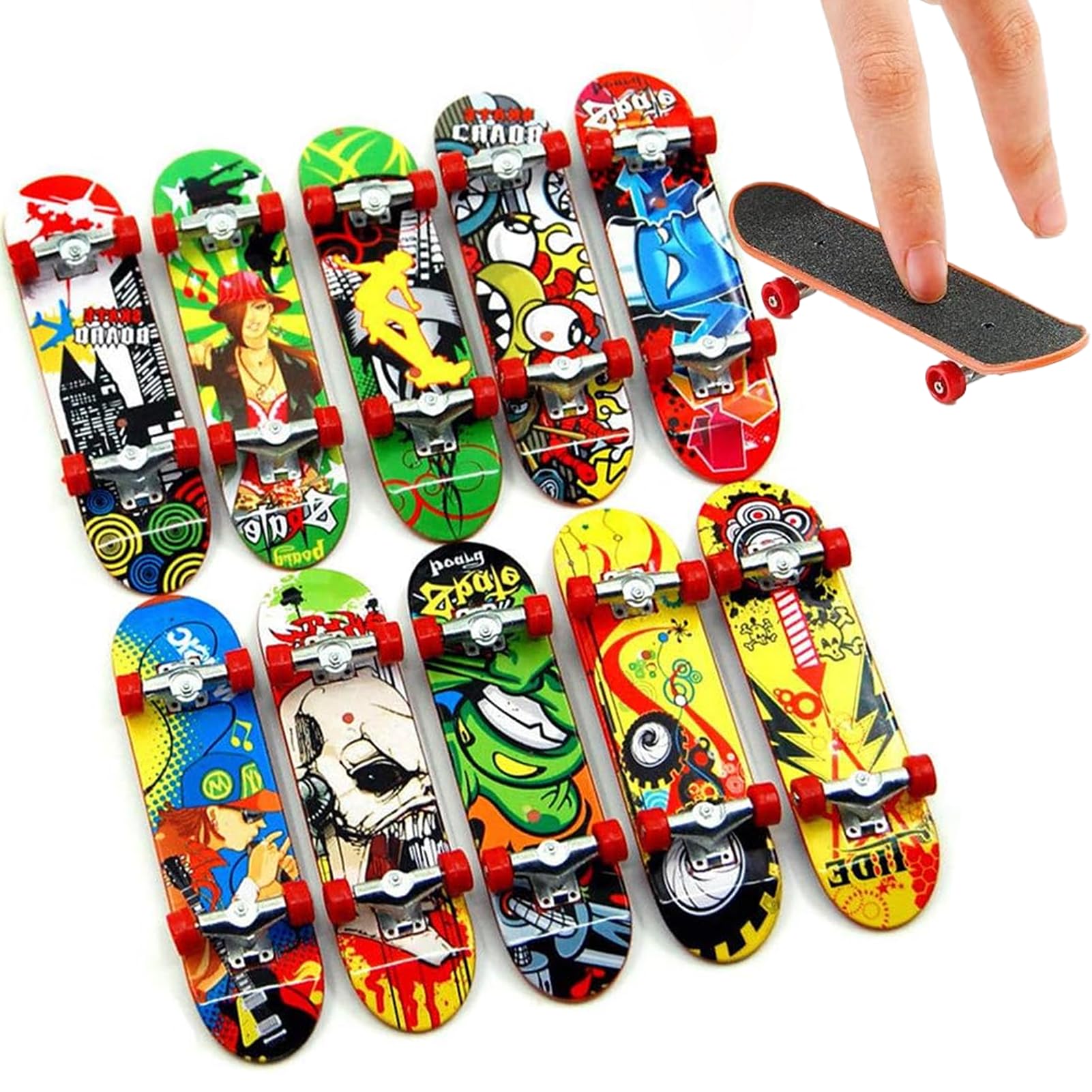 Bansusu 10 Pcs Mini Puzzle Toy Finger Skateboards Non-Slip Training Finger Coordination Fingerboard Perfect For Kids Party Skateboard Toys For Finger Deck Truck Finger Board For Home And School