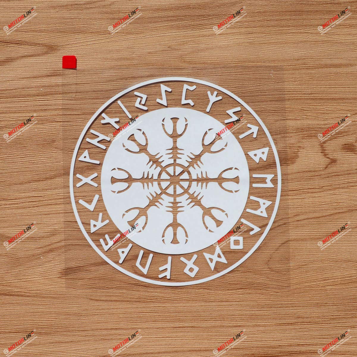 Helm of Awe Vegvisir Viking Odin Norse Decal Sticker Vinyl Round - White 6 Inches - for Car Boat Laptop 02141