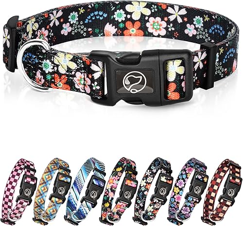 Miniatura 1 de Collar floral para perro con hebilla ajustable, suave, diseño especial, collares de poliéster resistentes para perros pequeños, medianos y grandes,