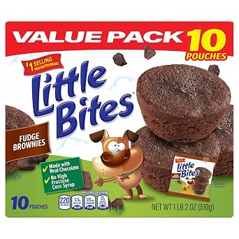 (Value Pack) Little Bites Fudge Brownies, 10 individual packs, (1.8 oz each), Real Chocolate Mini Muffins, 18 oz Multipack