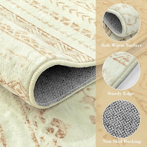 Miniatura 2 de Wonnitar Camino de cocina lavable, alfombra antideslizante de 2 x 6 pies, tapete de baño marroquí de pelo bajo, suave y no desprende pelusa, tapete