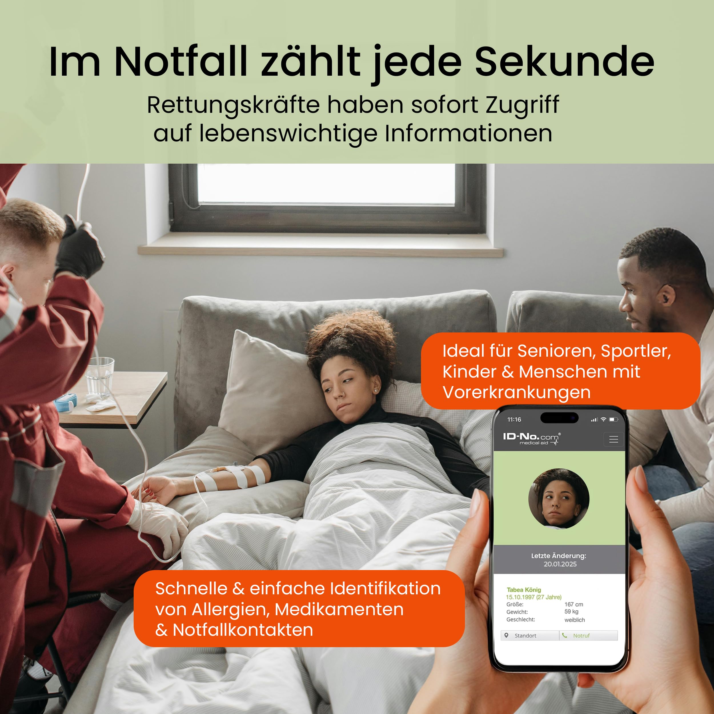 SOS-ID Label (3er-Set) – SOS-ID Etikett mit QR-Code – langlebiges & kratzfestes Klebelabel – schneller Zugriff auf wichtige Gesundheitsdaten für Ersthelfer oder Rettungskräfte