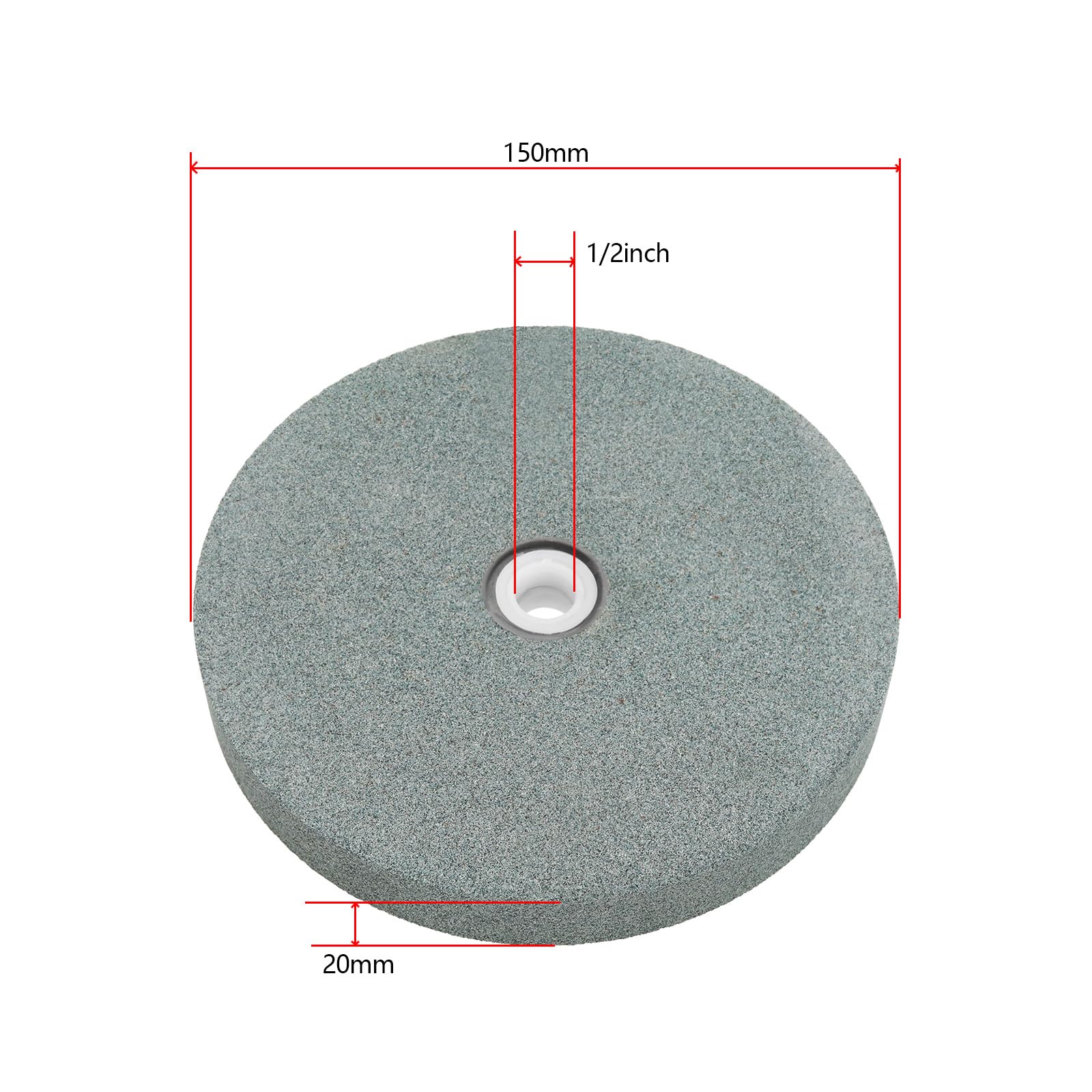 Meule Plate en Carbure de Silicium de 150mm Broche de 1/2 Pouce Grain 80 Meule de Table Utilisée pour Meuler et Affûter les Outils en Alliage Dur Matériau Non Métallique