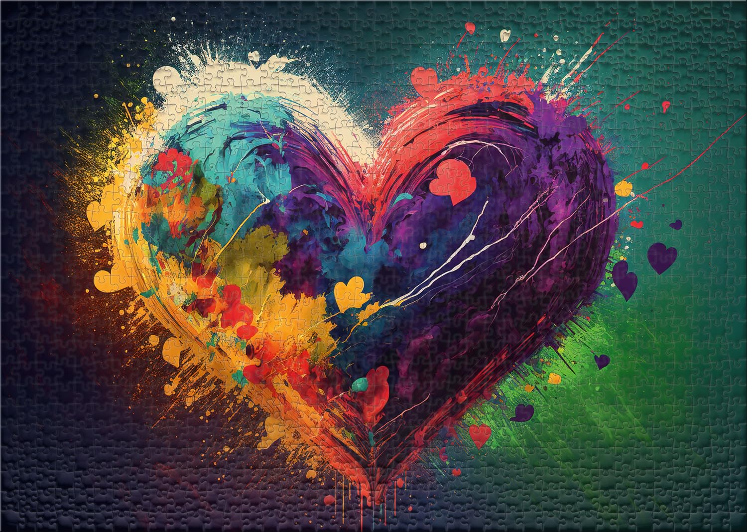 Ulmer Puzzleschmiede, Heart puzzle Colors of Love, colorful heart-shaped illustration as 2000 pieces puzzle - Image 2
