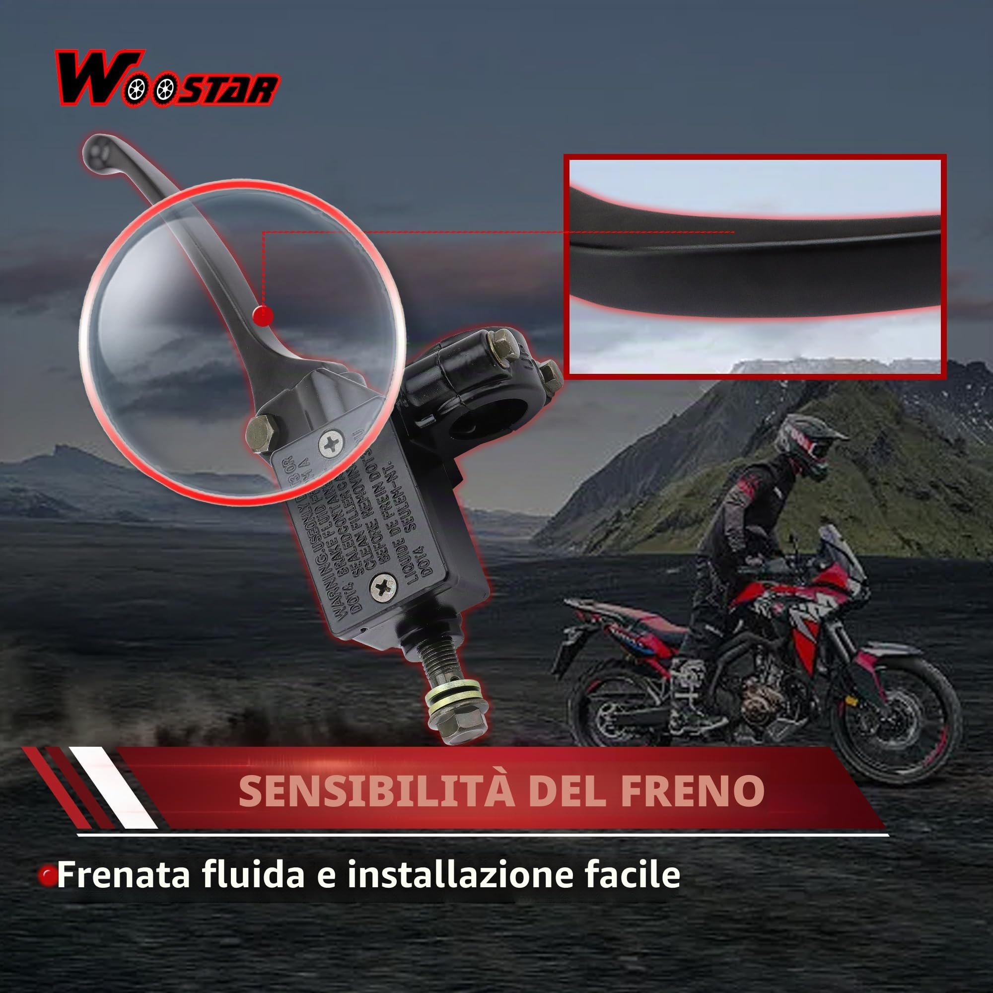WOOSTAR Manubrio 22mm Leva Freno Giusto Moto Sostituzione per 50cc 70cc 90cc 110cc 125cc 150cc 200cc 250cc GY6 Taotao Roketa Ciclomotore Scooter Dirt Pit Bike