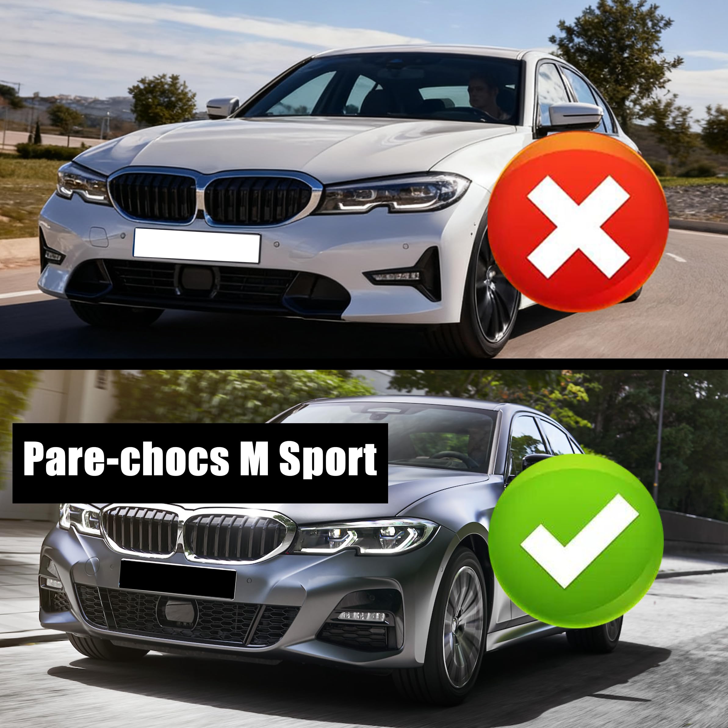 MUTUSAISI Séparateur Lèvre Avant pour BMW Série 3 G20 G21 (Modèles de M Sport) 2019-2022 318d/ 320d/ 330i/ 330d/ M340,Voiture becquets Pare-Chocs Corps pelles Garde Spoiler Accessoires(Noir Brillant)