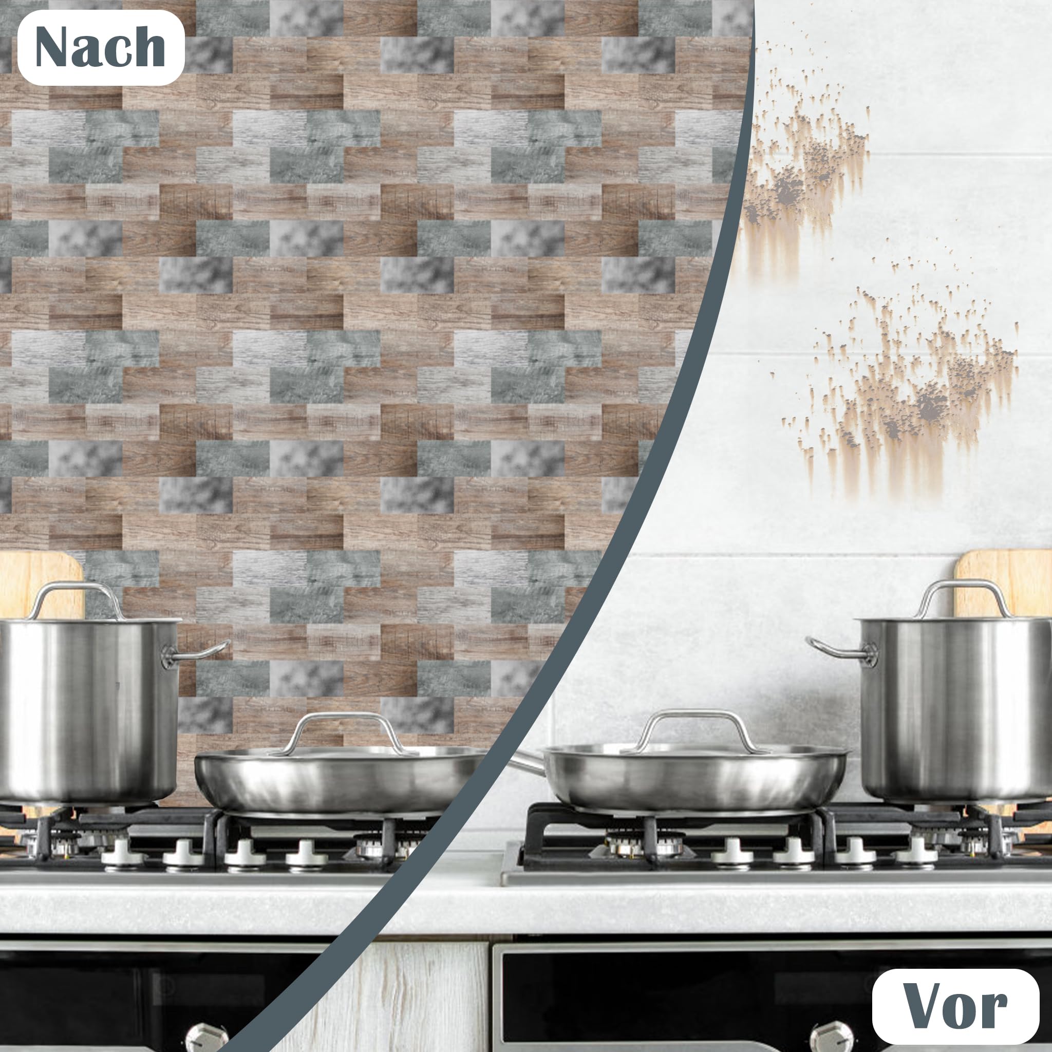 Adesivi Murali In PVC Effetto Piastrella 34x29 Cm – 10 Pezzi Autoadesivi Per Cucina E Bagno, Tipo B