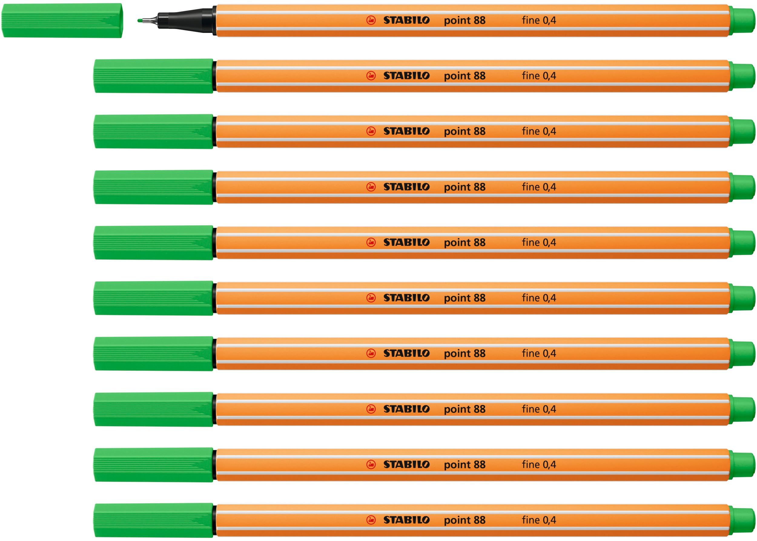 STABILO point 88 - Fineliner - Pack of 10 - Light Green