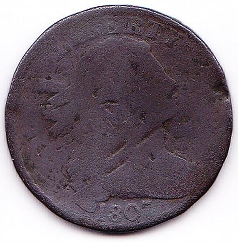 1807Large% Draped Busto Pequeña fracción 29mm, (1,142en) 10.89gramos, (0,350Troy oz)