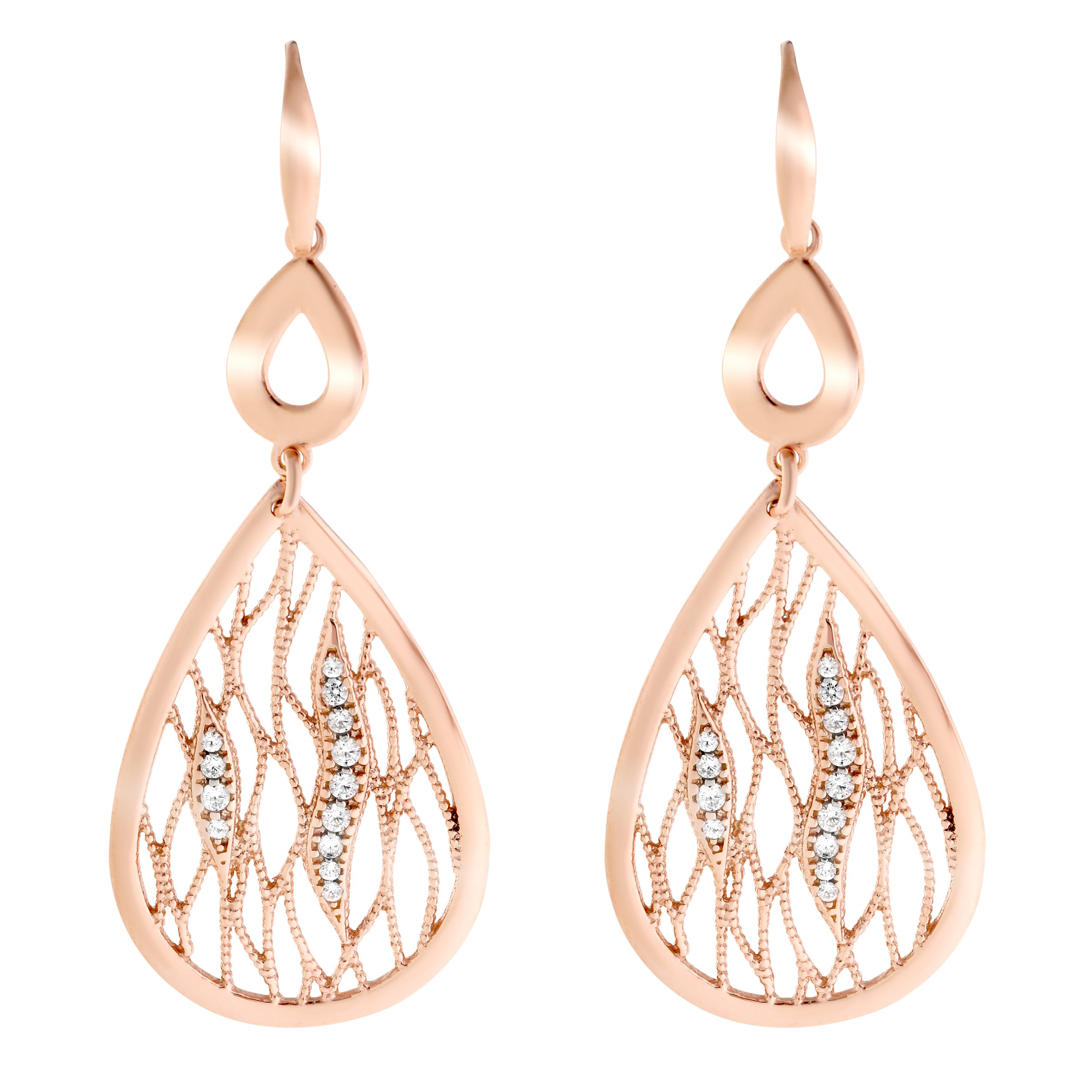 Orphelia Rose Gold 925 Sterling Silver Dangle and Drop Earrings ZO-7188/RG