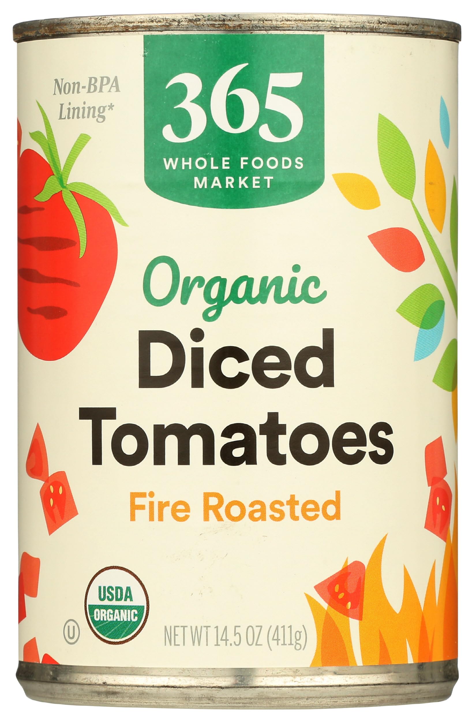365 by Whole Foods Market, Organic Diced Fire Roasted Tomatoes, 14.5 Ounce
