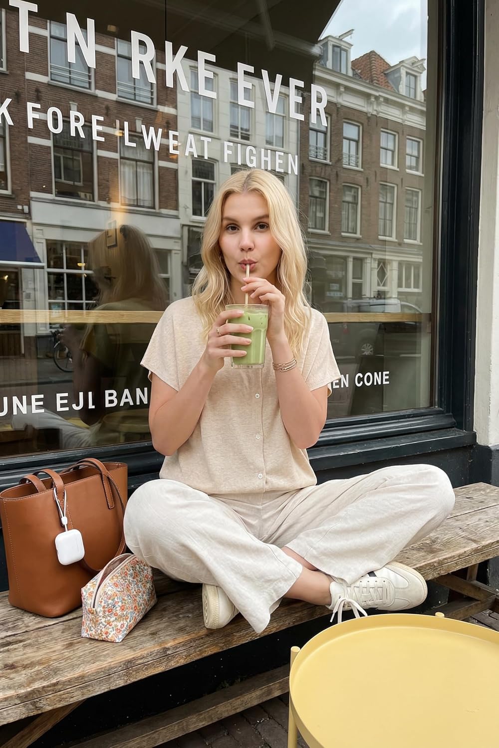 Arach&Cloz Women's Wool Blend Lightweight Cardigan Short Sleeve Summer Oversized Casual Sweaters Tops - Image 5