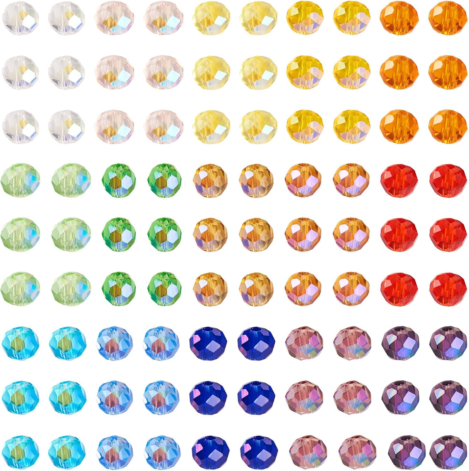 3000Pcs Iridescent Rondelle Glass Beads 4x3mm Faceted Crystal Seed Beads Bulk Cute Rainbow Embroidery Beads for Women Crafts DIY Friendship Bracelets Jewelry Making Supplies - Image 8