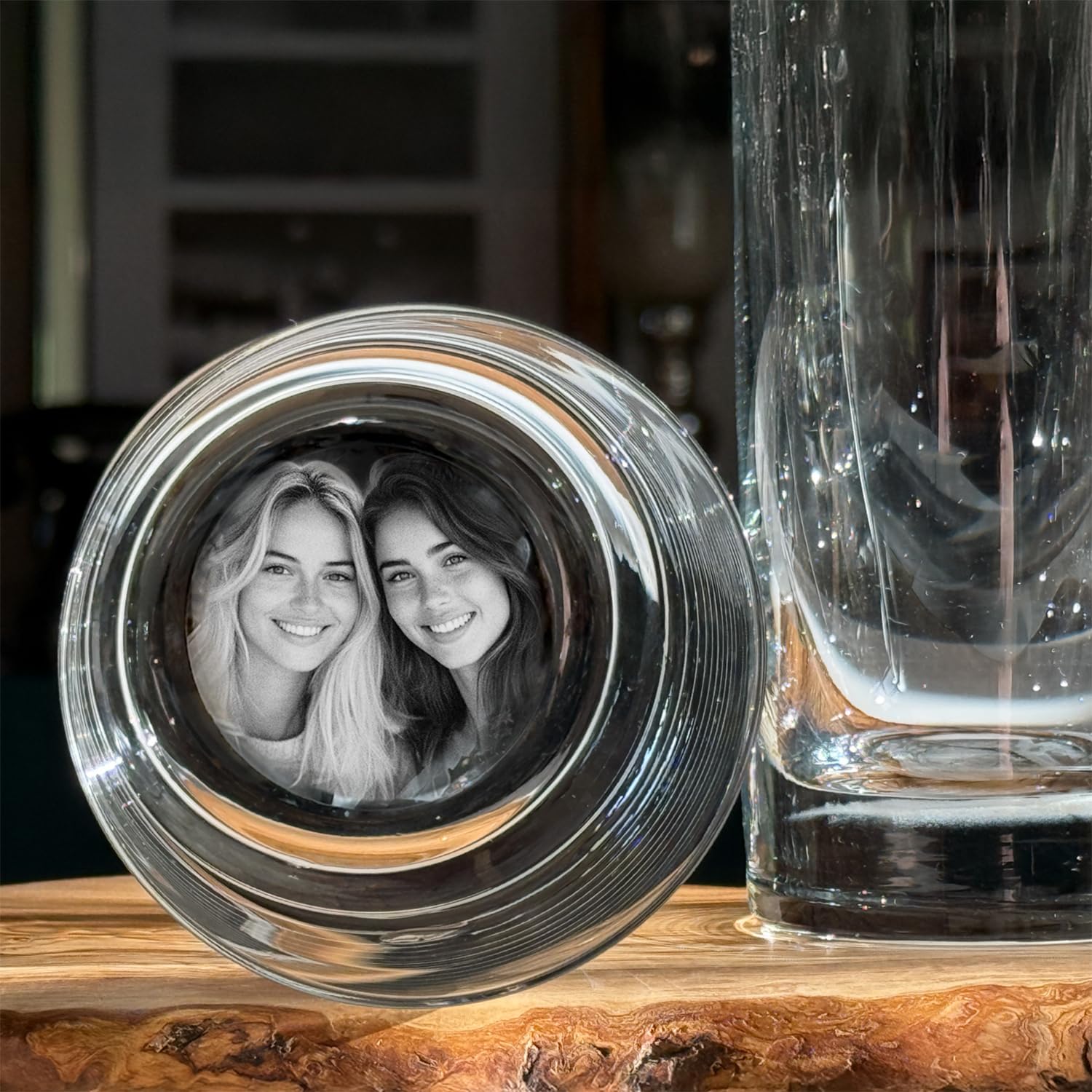 Contento | Personalisierte Gläser mit Gravur – Foto graviert im Glasboden – Foto gelasert – Geschenk-Set für Männer und Frauen, Persönliches Glas graviert (Größe: 400 ml) (Longdrink-Glas, Set 4 Stück)