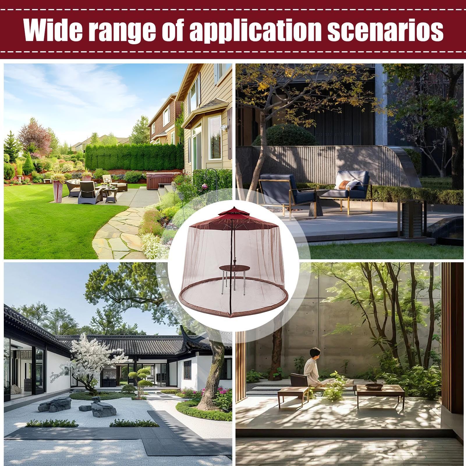Red para sombrilla de patio, pantalla de malla protectora, cubierta de toldo para exteriores, 300 x 230 cm para red de parasol con cremallera, impermeable y resistente a los rayos UV, protección de