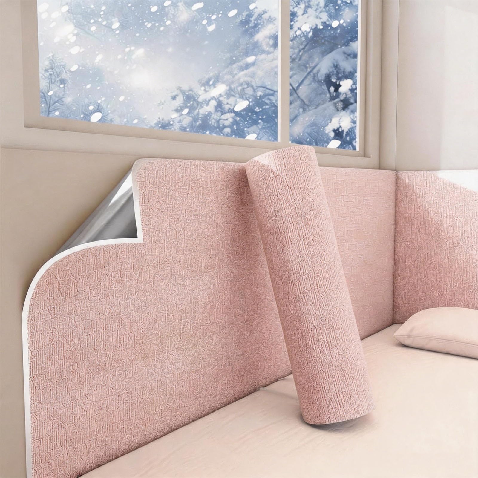 BVCL Self-Adhesive Thermal Insulated Wallpaper, Peel and Stick 5mm 3D Texture Foam Anti-Collision Upholstered, Waterproof Moisture-Proof Wall Sticker(Pink,50cmx5m)