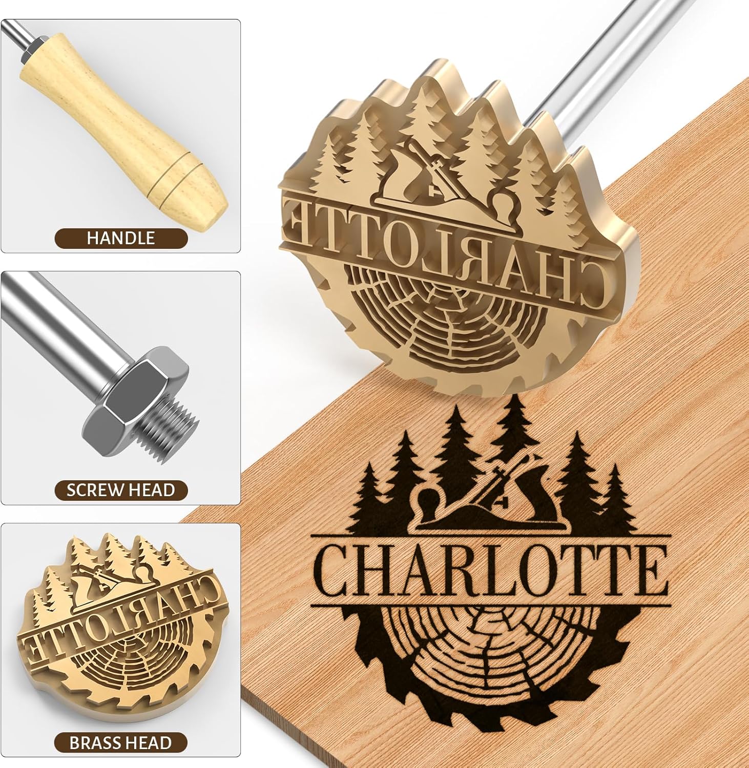 Personalized Branding Iron for Wood, Custom Logo Food Leather Burning Stamp, Personalized Handcrafted Branding Iron Woodworking Tools Gifts for Christmas Woodworkers