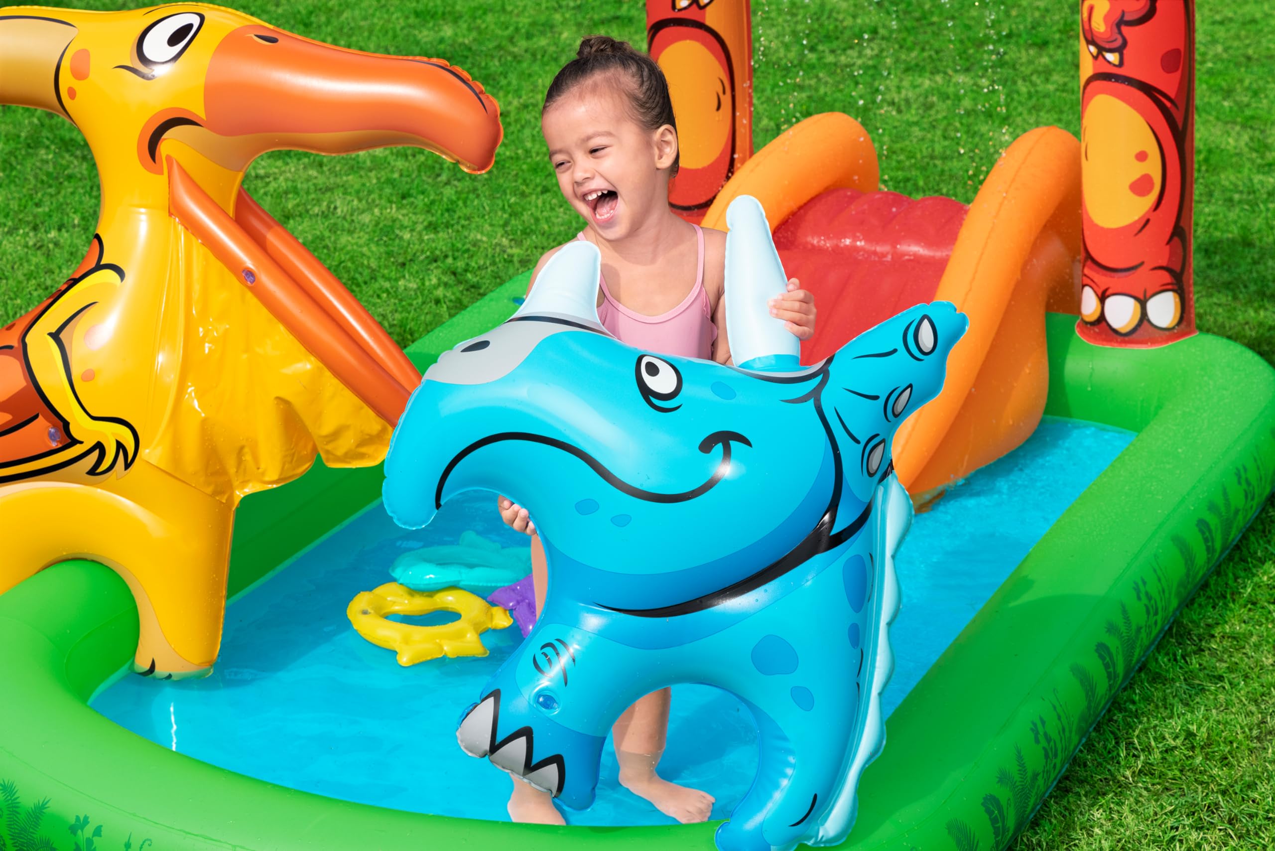 Bestway 53160 Playcenter gonfiabile Jurassic Splash con piscinetta, 2 anni+