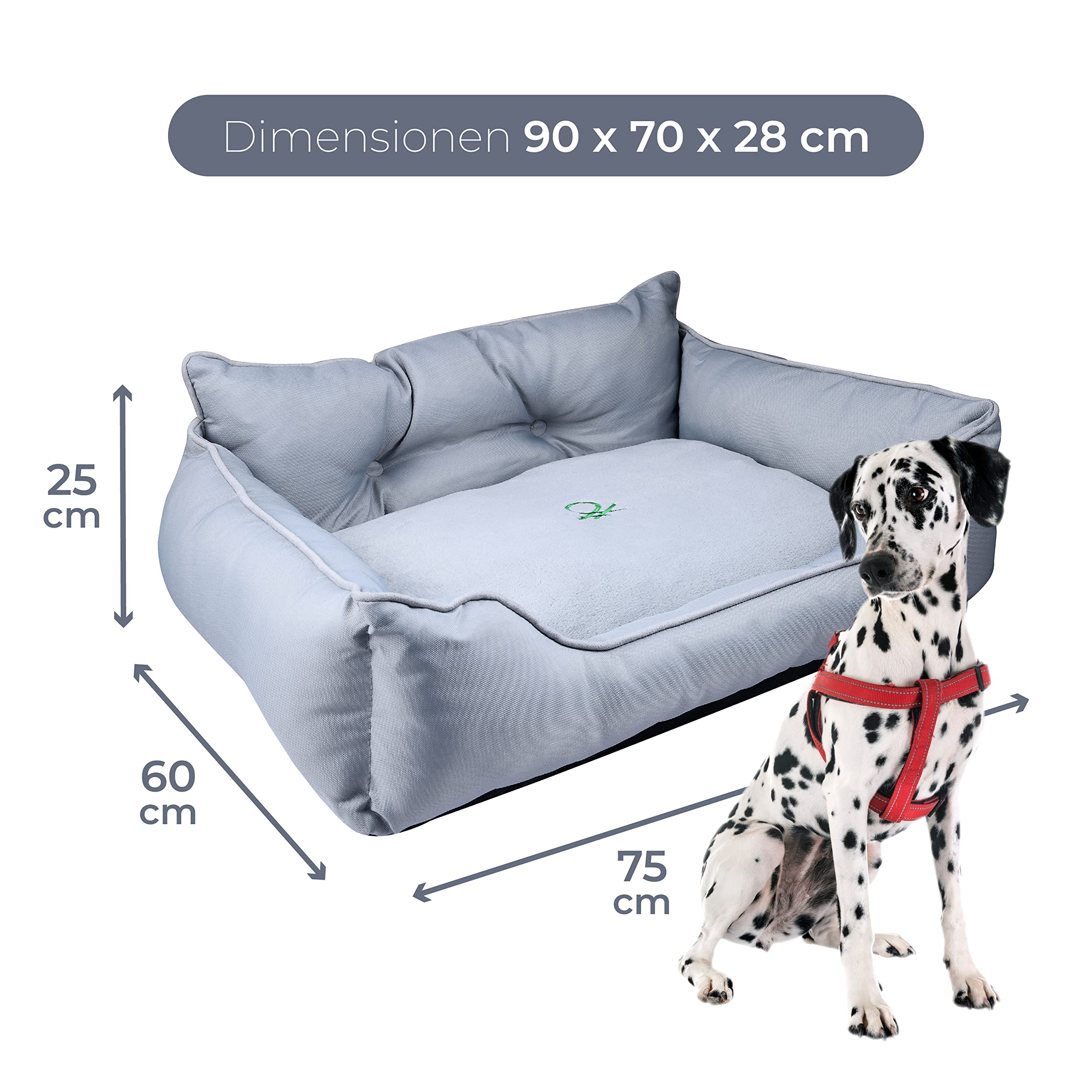 United Colors of Benetton. Pets - Hundebett, Ergonomisches Bett für Große Hunde, Aus Polyester, Waschmasschinegeeignet, Grau, Größe XL, 90x70x28 cm