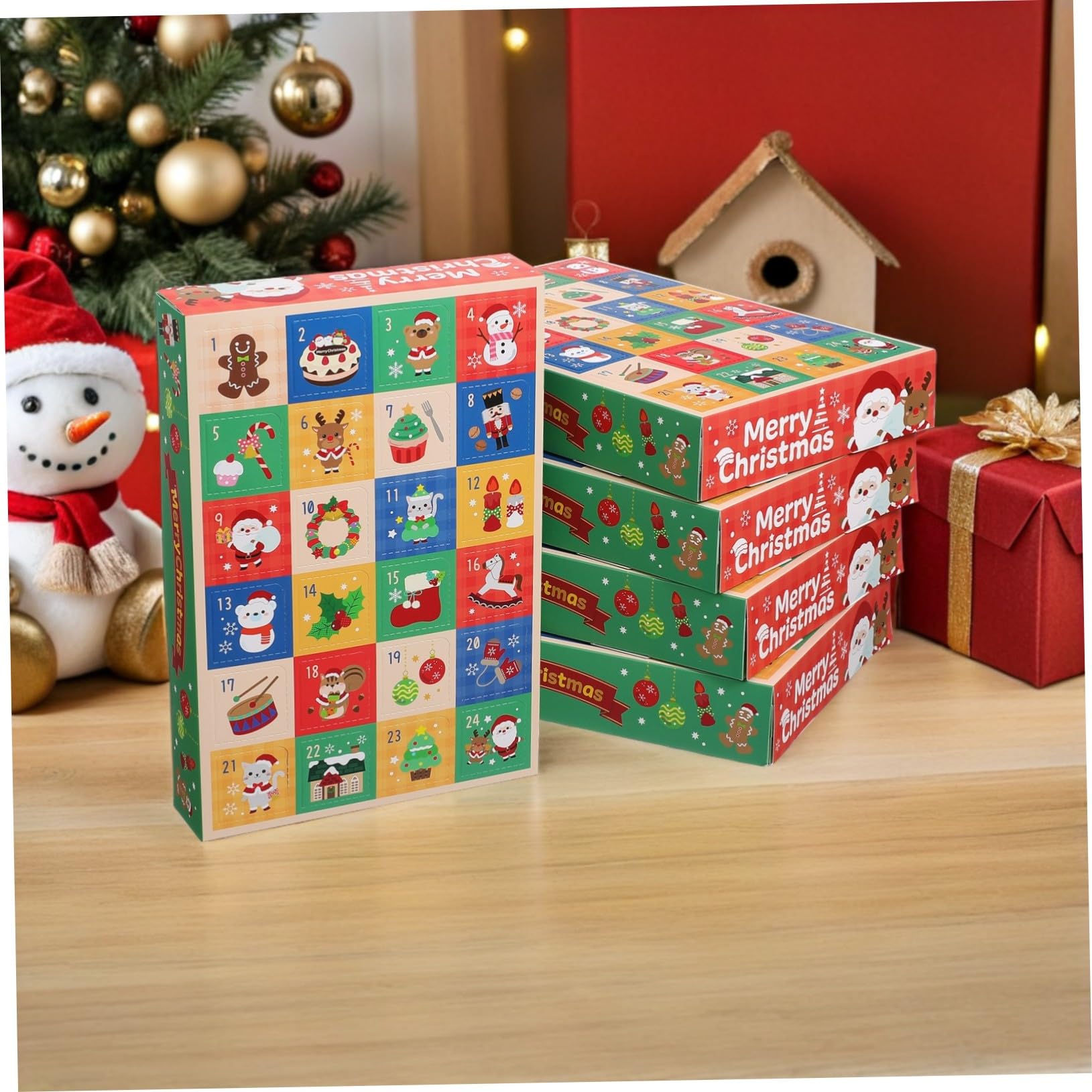 TOYANDONA 15 Piezas Caja de Regresiva para Navidad de Días Calendario de Adviento Rellenable Cajas Vacías de Papel para Decoración Navideña para Fiestas