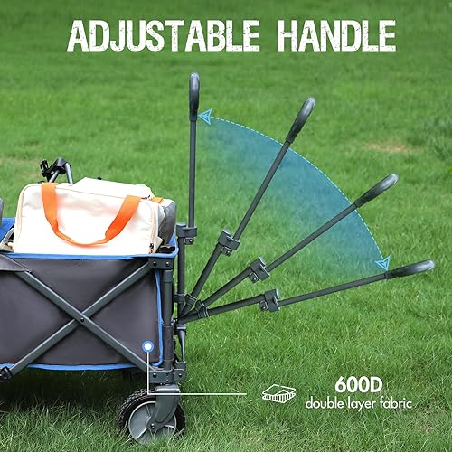 Miniatura 8 de PORTAL - Carrito utilitario plegable, compacto de cuatro ruedas, para exterior, jardín, campamento, con tela extraíble