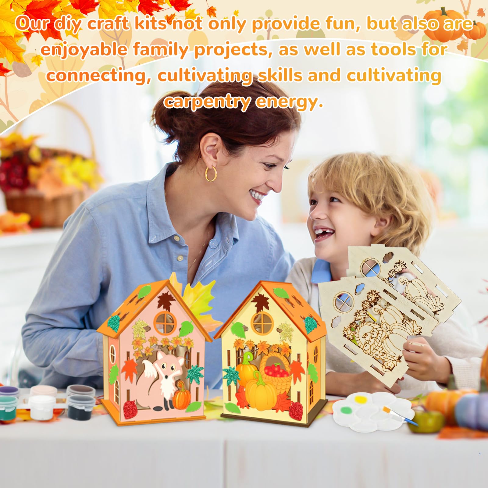 12-teiliges Herbst-Bastelset Für Kinder – DIY Stocherkunst Mit Bunten Papieren & Aufklebern