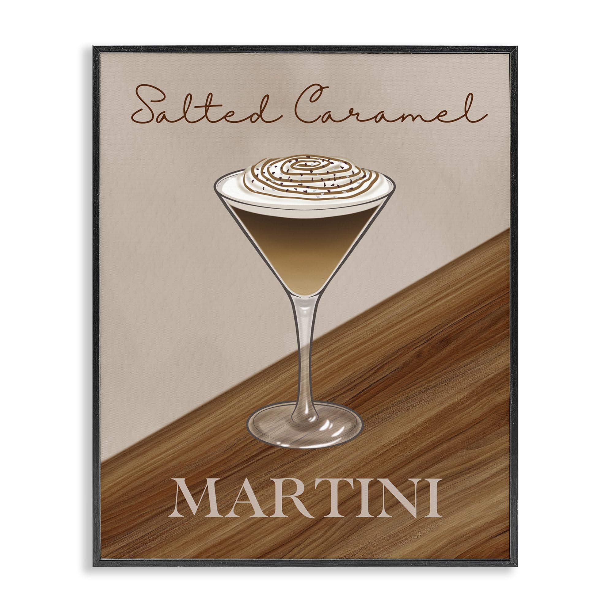 Stupell Industries Midnight Black (Textured) 'Salted Caramel Martini'| Framed Giclee Art